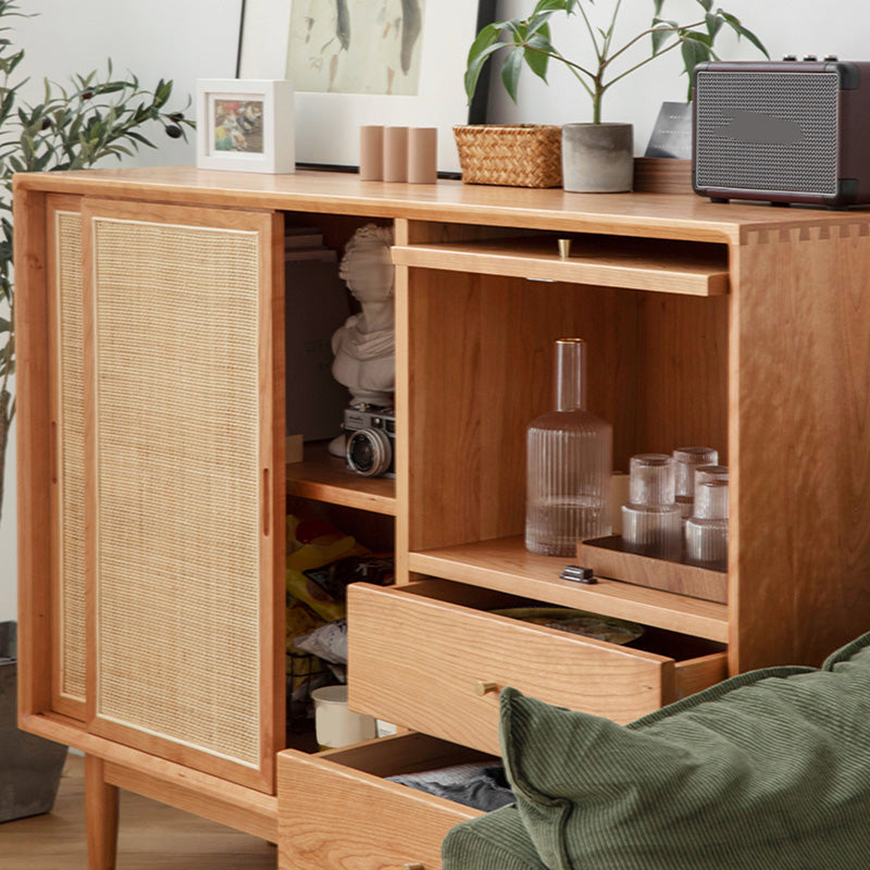 Étagères réglables du buffet moderne en bois massif en bois massif 2 dessinations de dessin