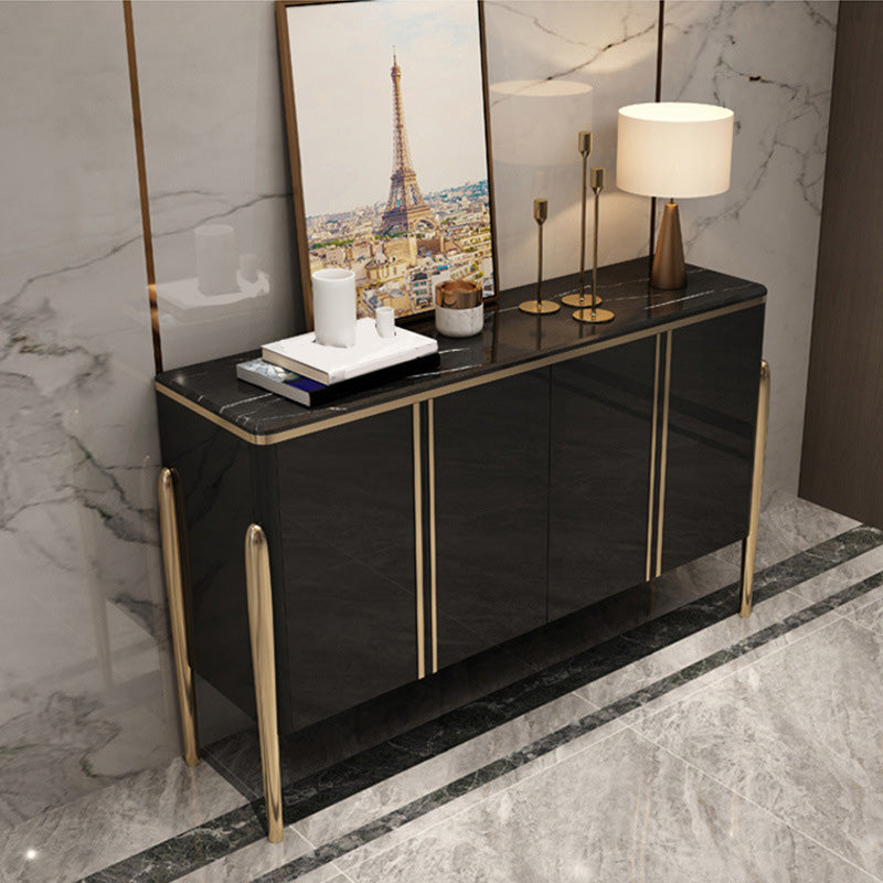 Cabinets Glam Dining Buffet Mirrored Buffet Sideboard with 4-Door Clearhalo 'buffet_sideboard' 'Buffets & Sideboards' 'furn' 'furn_buffet_sideboard' 'Furniture' 'Kitchen & Dining Furniture' 6065478