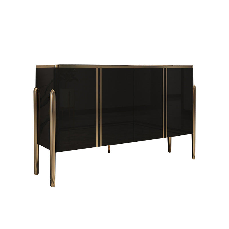 Cabinets Glam Dining Buffet Mirrored Buffet Sideboard with 4-Door Clearhalo 'buffet_sideboard' 'Buffets & Sideboards' 'furn' 'furn_buffet_sideboard' 'Furniture' 'Kitchen & Dining Furniture' 6065482