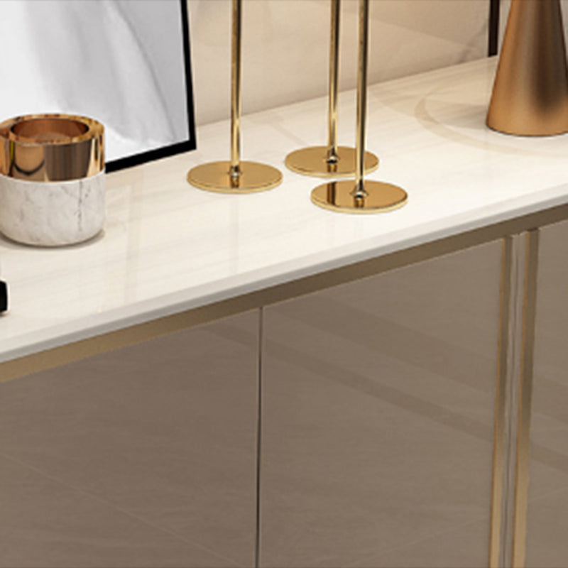 Cabinets Glam Dining Buffet Mirrored Buffet Sideboard with 4-Door Clearhalo 'buffet_sideboard' 'Buffets & Sideboards' 'furn' 'furn_buffet_sideboard' 'Furniture' 'Kitchen & Dining Furniture' 6065487