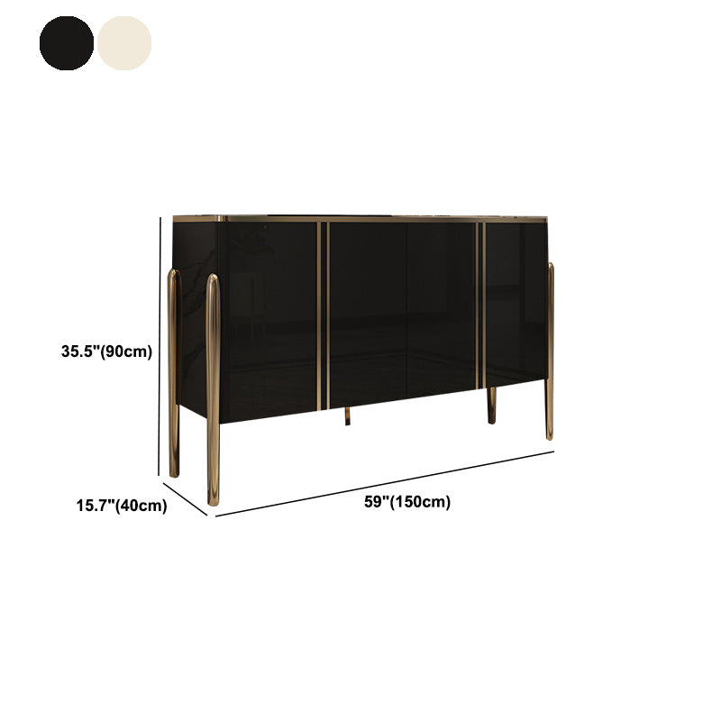Cabinets Glam Dining Buffet Mirrored Buffet Sideboard with 4-Door Clearhalo 'buffet_sideboard' 'Buffets & Sideboards' 'furn' 'furn_buffet_sideboard' 'Furniture' 'Kitchen & Dining Furniture' 6065488