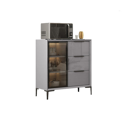 Gray Engineered Wood Sideboard Table Modern Buffet Server with Glass Doors 32.8"L x 15.7"W x 34.6"H Clearhalo 'buffet_sideboard' 'Buffets & Sideboards' 'furn' 'furn_buffet_sideboard' 'Furniture' 'Kitchen & Dining Furniture' 6065595