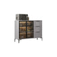 Gray Engineered Wood Sideboard Table Modern Buffet Server with Glass Doors 47.6"L x 15.7"W x 34.6"H Clearhalo 'buffet_sideboard' 'Buffets & Sideboards' 'furn' 'furn_buffet_sideboard' 'Furniture' 'Kitchen & Dining Furniture' 6065598