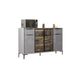 Gray Engineered Wood Sideboard Table Modern Buffet Server with Glass Doors 55"L x 16"W x 35"H Clearhalo 'buffet_sideboard' 'Buffets & Sideboards' 'furn' 'furn_buffet_sideboard' 'Furniture' 'Kitchen & Dining Furniture' 6065600