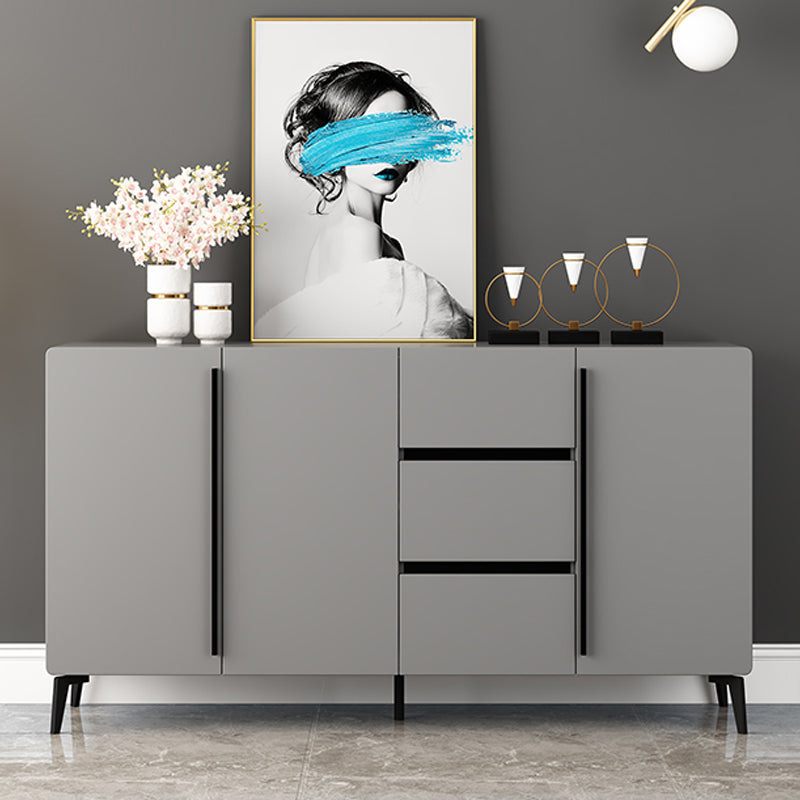 Grauer Sideboardtisch Moderner Essserver mit einstellbaren Regalen