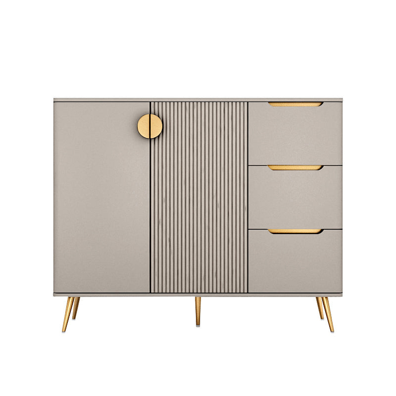 Glam Buffet Server con scaffali regolabili in legno e server di pranzo in pietra