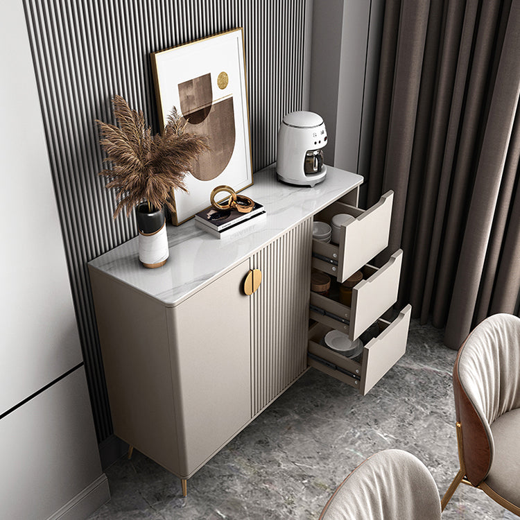 Glam Buffet Server con scaffali regolabili in legno e server di pranzo in pietra