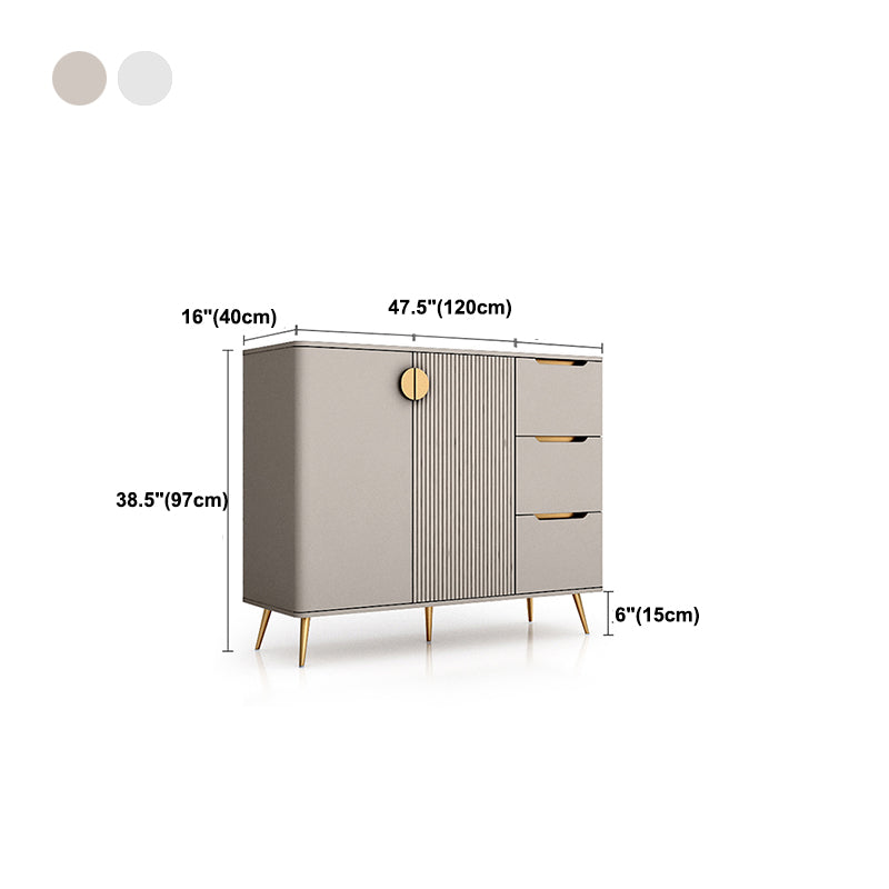 Glam Buffet Server con scaffali regolabili in legno e server di pranzo in pietra