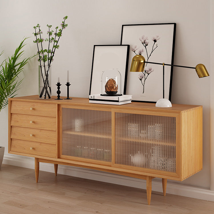 4-Dtrawer-Essbuffet mit Schiebetüren Kiefern Kiefer Massivholzbuffet Ständer