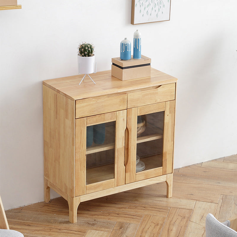 Rubberwood Solid Wood Buffet Server Contemporary Dining Server 31"L x 16"W x 33"H Natural Clearhalo 'buffet_sideboard' 'Buffets & Sideboards' 'furn' 'furn_buffet_sideboard' 'Furniture' 'Kitchen & Dining Furniture' 6065820