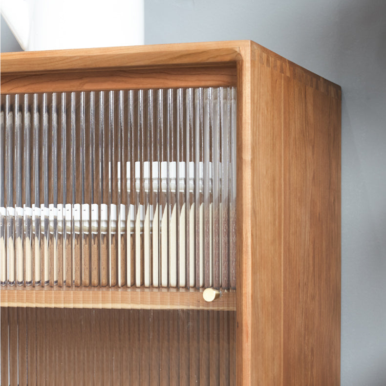 Pine Solid Wood Dining Buffet with Glass Doors Modern Buffet Clearhalo 'buffet_sideboard' 'Buffets & Sideboards' 'furn' 'furn_buffet_sideboard' 'Furniture' 'Kitchen & Dining Furniture' 6065840