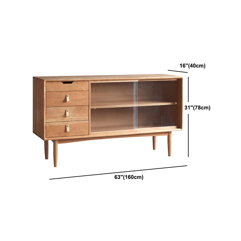 Pine Solid Wood Dining Buffet with Glass Doors Modern Buffet Clearhalo 'buffet_sideboard' 'Buffets & Sideboards' 'furn' 'furn_buffet_sideboard' 'Furniture' 'Kitchen & Dining Furniture' 6065843