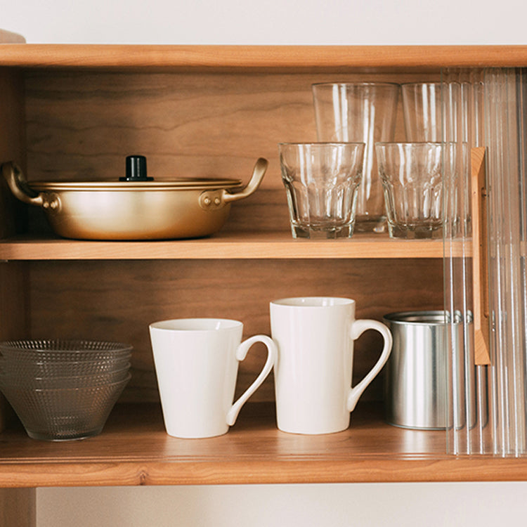 3-lads eetserver Pine vaste houten buffet server met glazen deuren