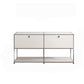 Sideboard bianca moderna con cornice in metallo a buffet da pranzo in legno finto con cassetti
