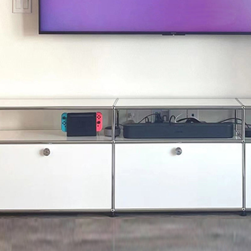 Sideboard bianca moderna con cornice in metallo a buffet da pranzo in legno finto con cassetti