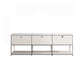 Sideboard bianca moderna con cornice in metallo a buffet da pranzo in legno finto con cassetti
