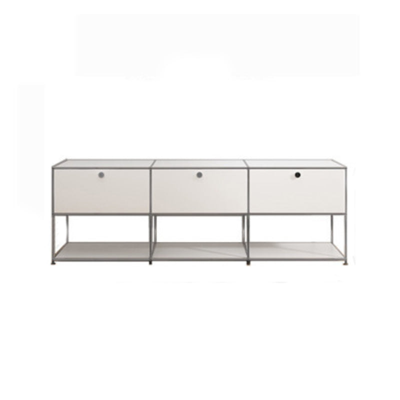 Sideboard bianca moderna con cornice in metallo a buffet da pranzo in legno finto con cassetti