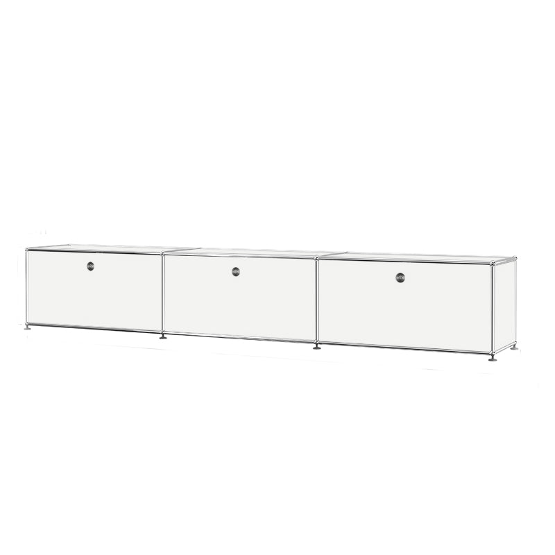 Sideboard bianca moderna con cornice in metallo a buffet da pranzo in legno finto con cassetti