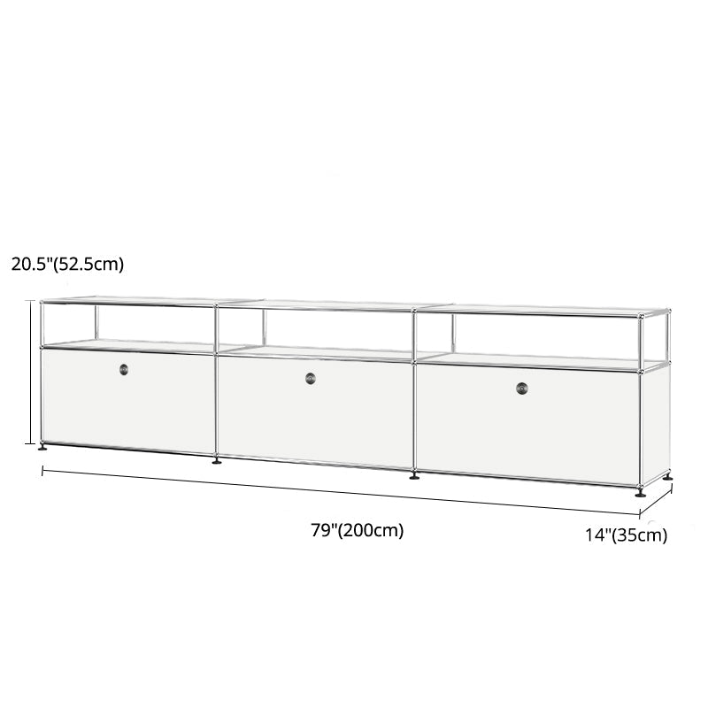 Sideboard bianca moderna con cornice in metallo a buffet da pranzo in legno finto con cassetti