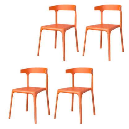 Modern Style Stackable Chair Dining Open Back Armless Chair for Kitchen with Plastic Legs