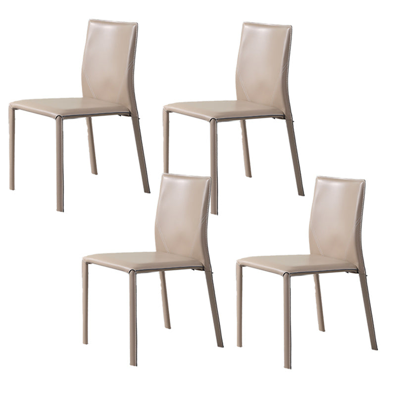 Designer Style Armless Chair Solid Back Side Leather Chair for Restaurant