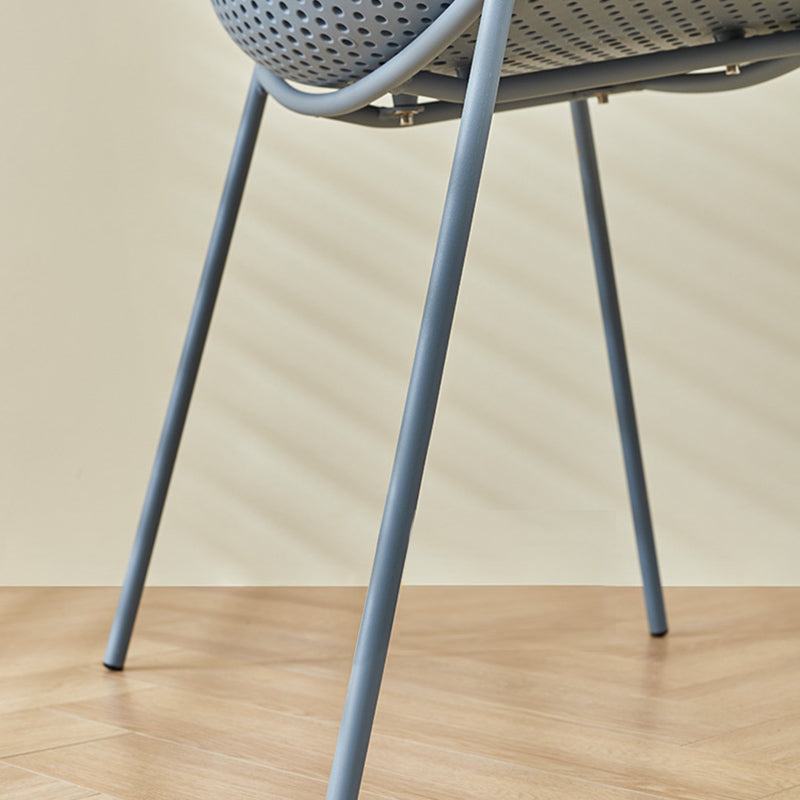 Silla de brazo de estilo contemporáneo silla de comedor de plástico con base de metal