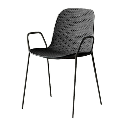 Silla de brazo de estilo contemporáneo silla de comedor de plástico con base de metal