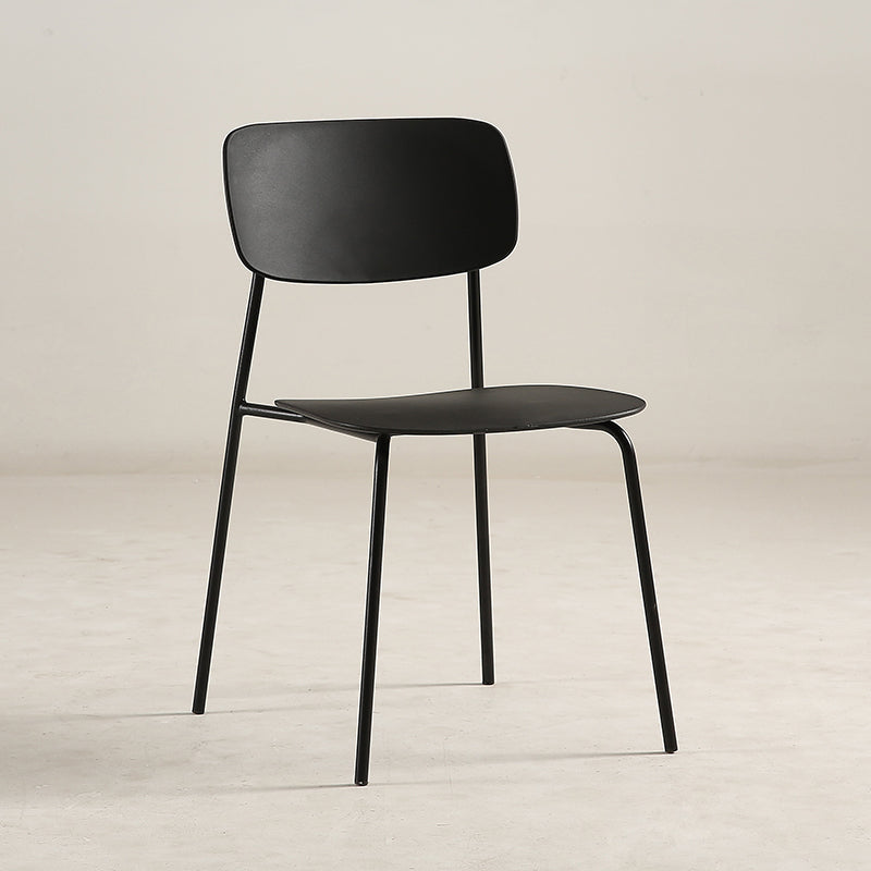 Industrial Armless Kitchen Chair Plastic Open Back Side Indoor Chair with Metal Base Black 1 Piece Clearhalo 'Dining Chairs' 'Dining Tables & Seating' 'dining_chair' 'furn' 'furn_dining_chair' 'Furniture' 'Kitchen & Dining Furniture' 6066088