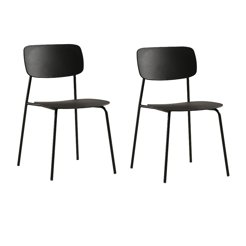Industrial Armless Kitchen Chair Plastic Open Back Side Indoor Chair with Metal Base Black 2 Piece Set Clearhalo 'Dining Chairs' 'Dining Tables & Seating' 'dining_chair' 'furn' 'furn_dining_chair' 'Furniture' 'Kitchen & Dining Furniture' 6066089