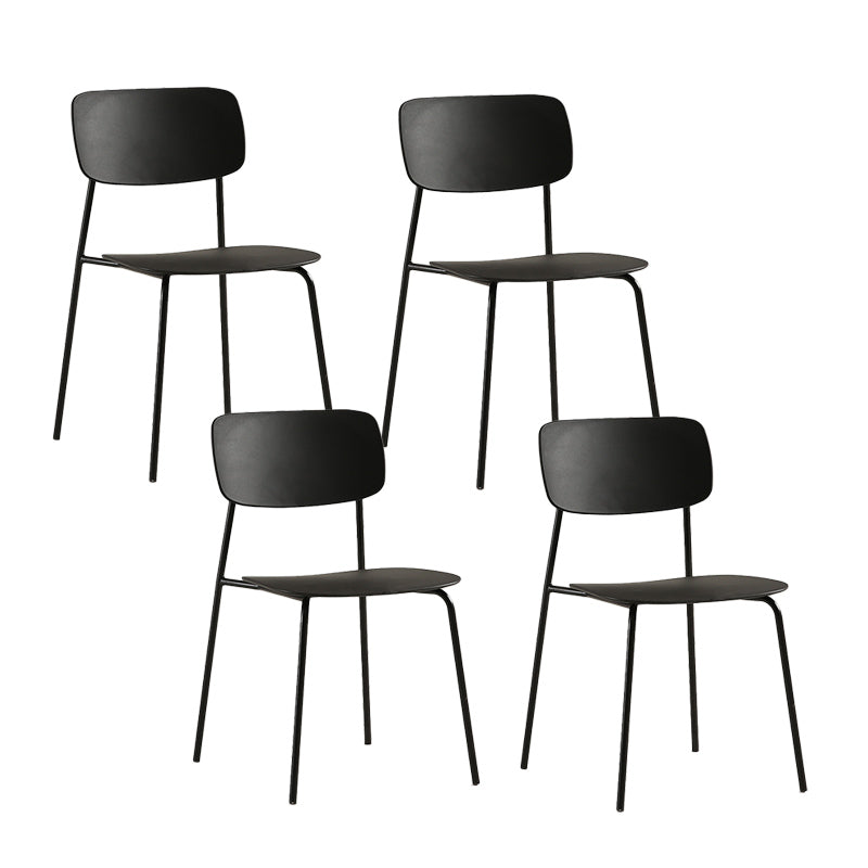 Industrial Armless Kitchen Chair Plastic Open Back Side Indoor Chair with Metal Base Black 4 Piece Set Clearhalo 'Dining Chairs' 'Dining Tables & Seating' 'dining_chair' 'furn' 'furn_dining_chair' 'Furniture' 'Kitchen & Dining Furniture' 6066091
