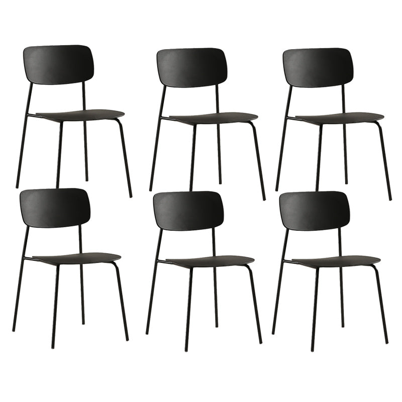 Industrial Armless Kitchen Chair Plastic Open Back Side Indoor Chair with Metal Base Black 6 Piece Set Clearhalo 'Dining Chairs' 'Dining Tables & Seating' 'dining_chair' 'furn' 'furn_dining_chair' 'Furniture' 'Kitchen & Dining Furniture' 6066093