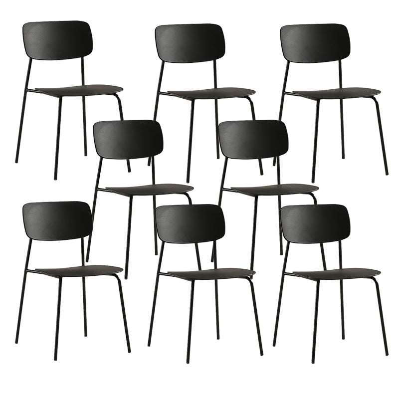 Industrial Armless Kitchen Chair Plastic Open Back Side Indoor Chair with Metal Base Black 8 Piece Set Clearhalo 'Dining Chairs' 'Dining Tables & Seating' 'dining_chair' 'furn' 'furn_dining_chair' 'Furniture' 'Kitchen & Dining Furniture' 6066096