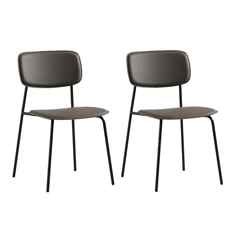 Industrial Armless Kitchen Chair Plastic Open Back Side Indoor Chair with Metal Base Grey 2 Piece Set Clearhalo 'Dining Chairs' 'Dining Tables & Seating' 'dining_chair' 'furn' 'furn_dining_chair' 'Furniture' 'Kitchen & Dining Furniture' 6066099