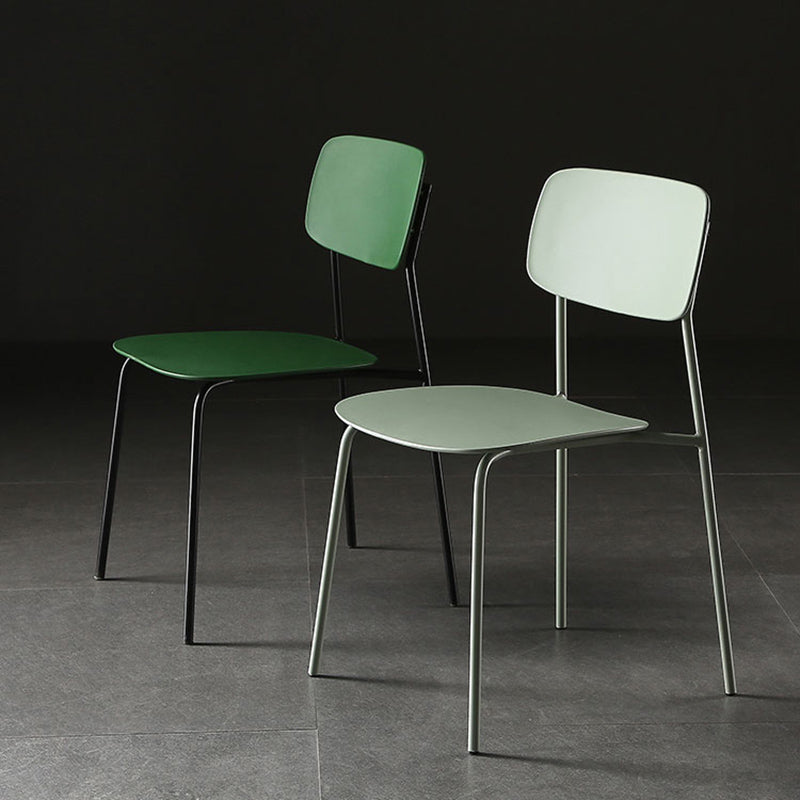 Industrial Armless Kitchen Chair Plastic Open Back Side Indoor Chair with Metal Base Clearhalo 'Dining Chairs' 'Dining Tables & Seating' 'dining_chair' 'furn' 'furn_dining_chair' 'Furniture' 'Kitchen & Dining Furniture' 6066101