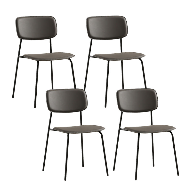 Industrial Armless Kitchen Chair Plastic Open Back Side Indoor Chair with Metal Base Grey 4 Piece Set Clearhalo 'Dining Chairs' 'Dining Tables & Seating' 'dining_chair' 'furn' 'furn_dining_chair' 'Furniture' 'Kitchen & Dining Furniture' 6066102
