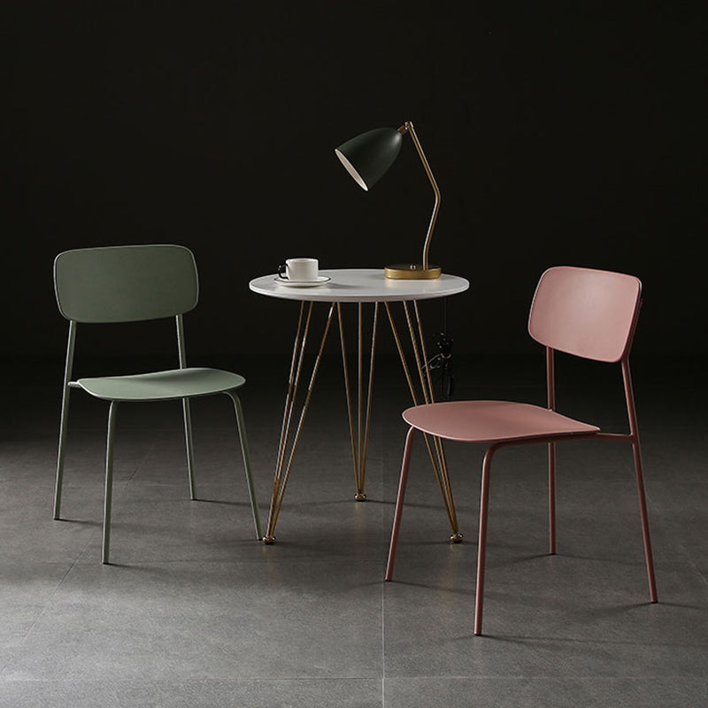 Industrial Armless Kitchen Chair Plastic Open Back Side Indoor Chair with Metal Base Clearhalo 'Dining Chairs' 'Dining Tables & Seating' 'dining_chair' 'furn' 'furn_dining_chair' 'Furniture' 'Kitchen & Dining Furniture' 6066103