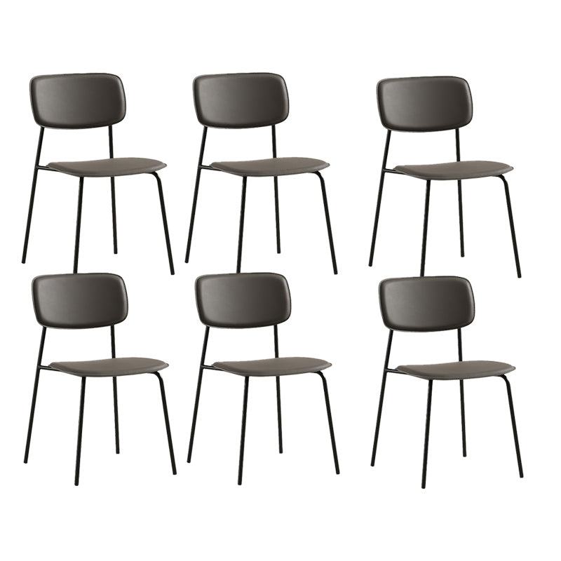 Industrial Armless Kitchen Chair Plastic Open Back Side Indoor Chair with Metal Base Grey 6 Piece Set Clearhalo 'Dining Chairs' 'Dining Tables & Seating' 'dining_chair' 'furn' 'furn_dining_chair' 'Furniture' 'Kitchen & Dining Furniture' 6066104