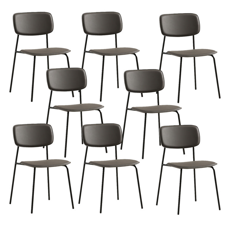 Industrial Armless Kitchen Chair Plastic Open Back Side Indoor Chair with Metal Base Grey 8 Piece Set Clearhalo 'Dining Chairs' 'Dining Tables & Seating' 'dining_chair' 'furn' 'furn_dining_chair' 'Furniture' 'Kitchen & Dining Furniture' 6066105