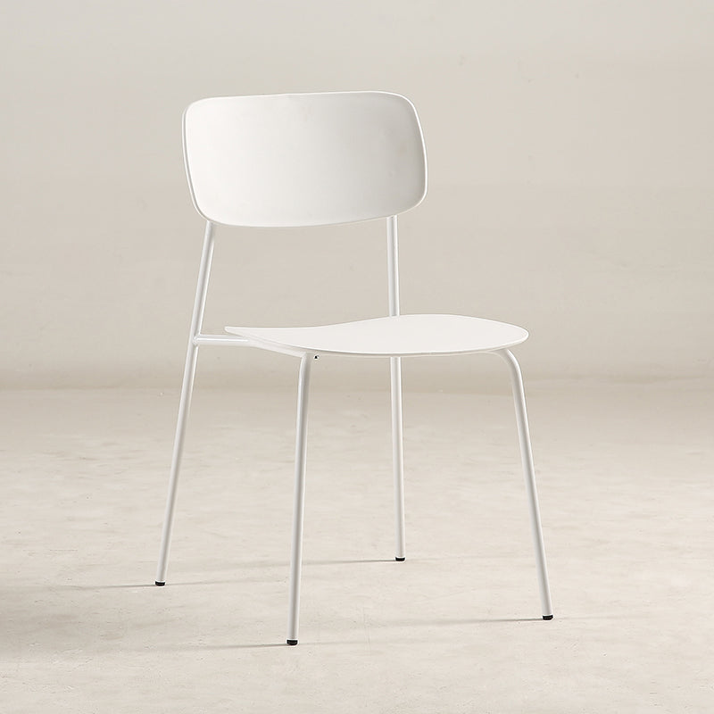 Industrial Armless Kitchen Chair Plastic Open Back Side Indoor Chair with Metal Base White 1 Piece Clearhalo 'Dining Chairs' 'Dining Tables & Seating' 'dining_chair' 'furn' 'furn_dining_chair' 'Furniture' 'Kitchen & Dining Furniture' 6066107