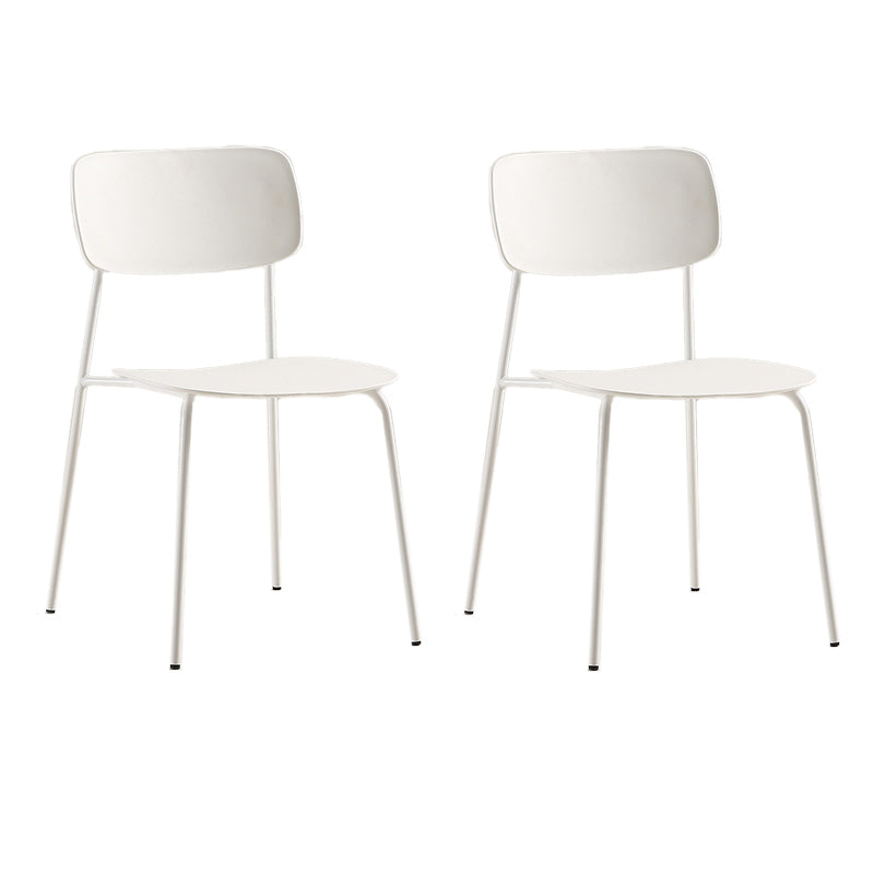 Industrial Armless Kitchen Chair Plastic Open Back Side Indoor Chair with Metal Base White 2 Piece Set Clearhalo 'Dining Chairs' 'Dining Tables & Seating' 'dining_chair' 'furn' 'furn_dining_chair' 'Furniture' 'Kitchen & Dining Furniture' 6066108