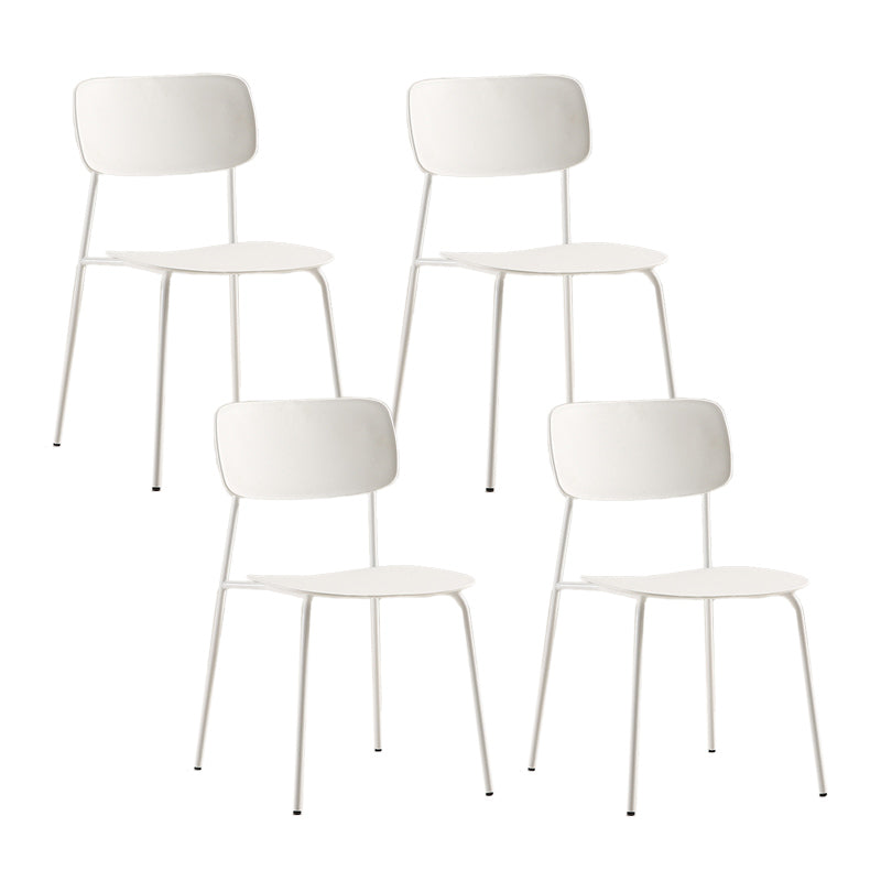 Industrial Armless Kitchen Chair Plastic Open Back Side Indoor Chair with Metal Base White 4 Piece Set Clearhalo 'Dining Chairs' 'Dining Tables & Seating' 'dining_chair' 'furn' 'furn_dining_chair' 'Furniture' 'Kitchen & Dining Furniture' 6066109