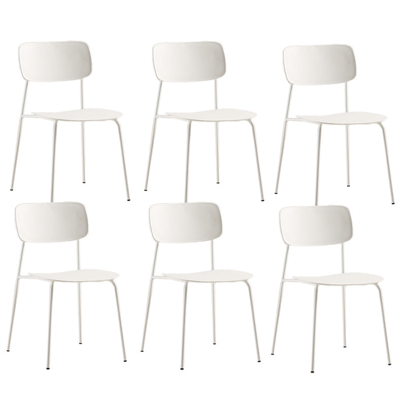 Industrial Armless Kitchen Chair Plastic Open Back Side Indoor Chair with Metal Base White 6 Piece Set Clearhalo 'Dining Chairs' 'Dining Tables & Seating' 'dining_chair' 'furn' 'furn_dining_chair' 'Furniture' 'Kitchen & Dining Furniture' 6066110