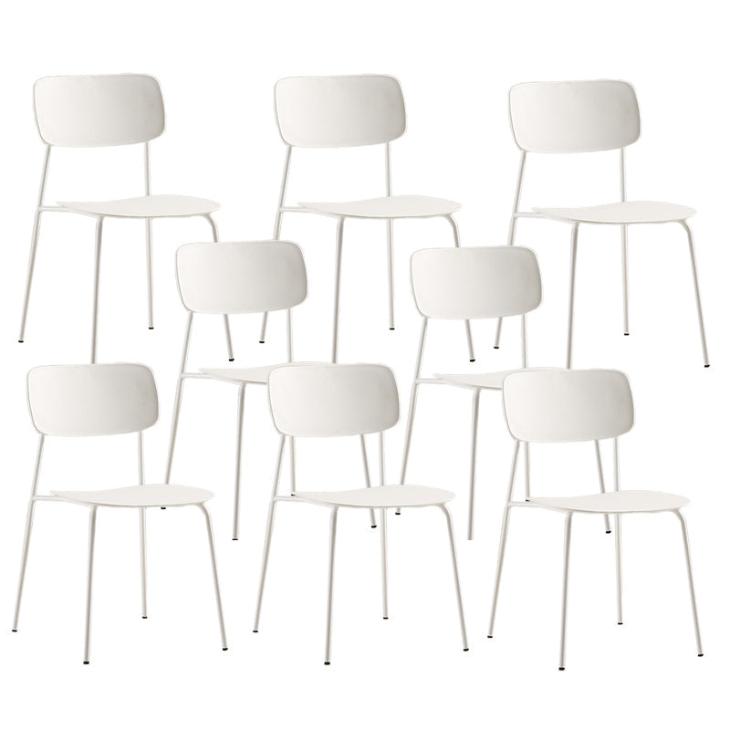 Industrial Armless Kitchen Chair Plastic Open Back Side Indoor Chair with Metal Base White 8 Piece Set Clearhalo 'Dining Chairs' 'Dining Tables & Seating' 'dining_chair' 'furn' 'furn_dining_chair' 'Furniture' 'Kitchen & Dining Furniture' 6066111