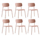 Industrial Armless Kitchen Chair Plastic Open Back Side Indoor Chair with Metal Base Pink 6 Piece Set Clearhalo 'Dining Chairs' 'Dining Tables & Seating' 'dining_chair' 'furn' 'furn_dining_chair' 'Furniture' 'Kitchen & Dining Furniture' 6066115