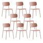 Industrial Armless Kitchen Chair Plastic Open Back Side Indoor Chair with Metal Base Pink 8 Piece Set Clearhalo 'Dining Chairs' 'Dining Tables & Seating' 'dining_chair' 'furn' 'furn_dining_chair' 'Furniture' 'Kitchen & Dining Furniture' 6066116