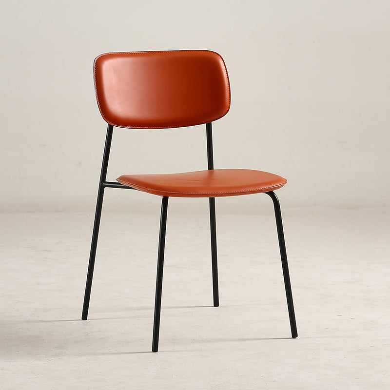Industrial Armless Kitchen Chair Plastic Open Back Side Indoor Chair with Metal Base Orange 1 Piece Clearhalo 'Dining Chairs' 'Dining Tables & Seating' 'dining_chair' 'furn' 'furn_dining_chair' 'Furniture' 'Kitchen & Dining Furniture' 6066117
