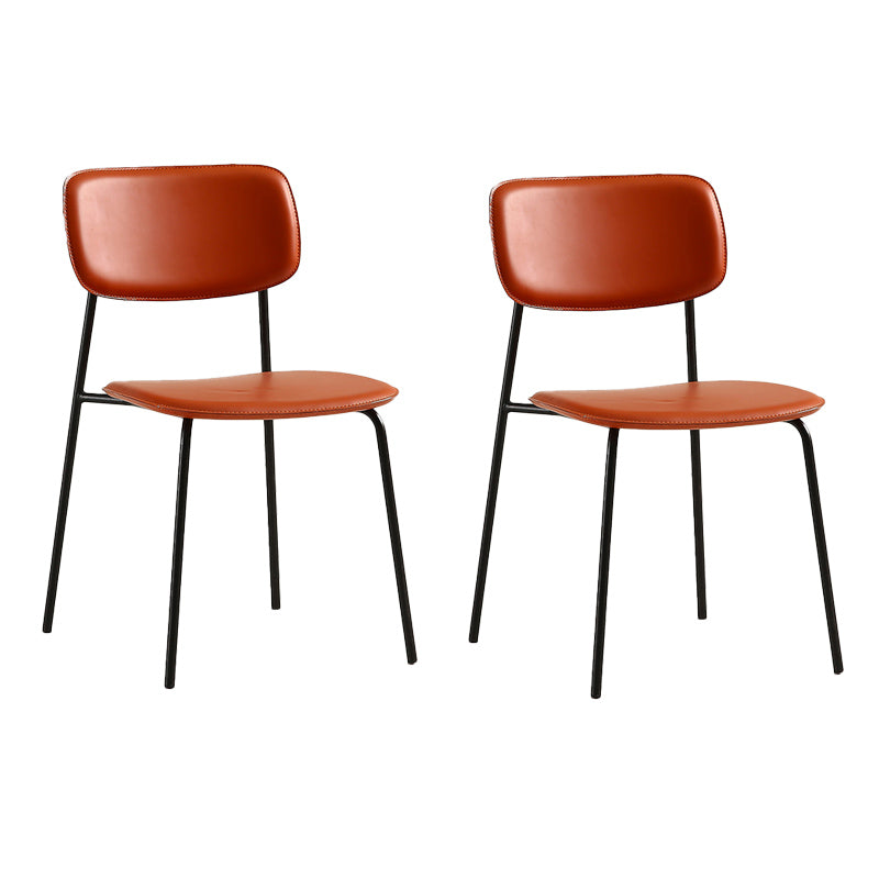 Industrial Armless Kitchen Chair Plastic Open Back Side Indoor Chair with Metal Base Orange 2 Piece Set Clearhalo 'Dining Chairs' 'Dining Tables & Seating' 'dining_chair' 'furn' 'furn_dining_chair' 'Furniture' 'Kitchen & Dining Furniture' 6066118