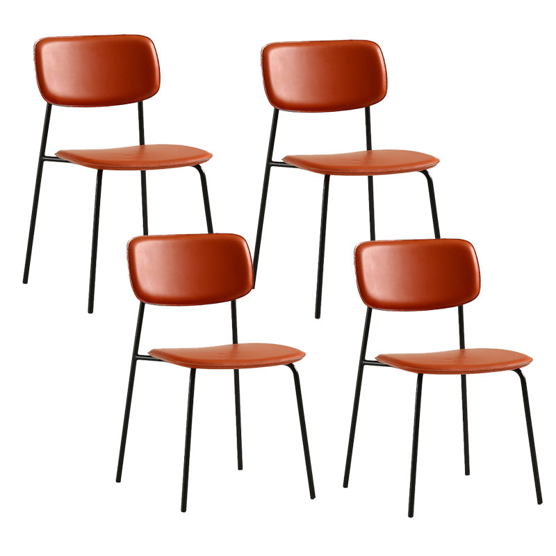 Industrial Armless Kitchen Chair Plastic Open Back Side Indoor Chair with Metal Base Orange 4 Piece Set Clearhalo 'Dining Chairs' 'Dining Tables & Seating' 'dining_chair' 'furn' 'furn_dining_chair' 'Furniture' 'Kitchen & Dining Furniture' 6066119
