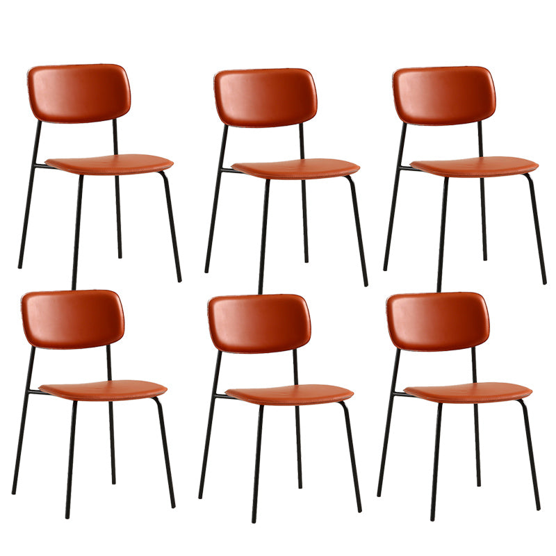 Industrial Armless Kitchen Chair Plastic Open Back Side Indoor Chair with Metal Base Orange 6 Piece Set Clearhalo 'Dining Chairs' 'Dining Tables & Seating' 'dining_chair' 'furn' 'furn_dining_chair' 'Furniture' 'Kitchen & Dining Furniture' 6066120