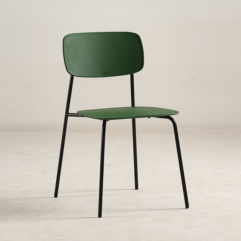 Industrial Armless Kitchen Chair Plastic Open Back Side Indoor Chair with Metal Base Green 1 Piece Clearhalo 'Dining Chairs' 'Dining Tables & Seating' 'dining_chair' 'furn' 'furn_dining_chair' 'Furniture' 'Kitchen & Dining Furniture' 6066122
